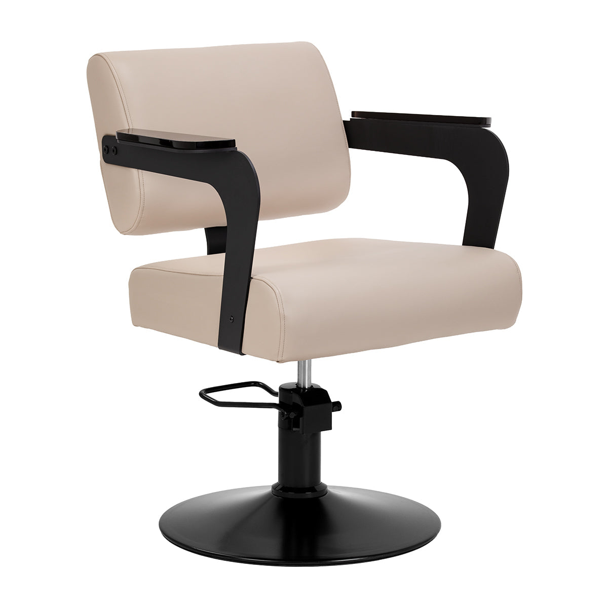 Beige Jet Latte HAIR SYSTEM hairdressing chair with padded seat and backrest, modern salon furniture for professional styling.