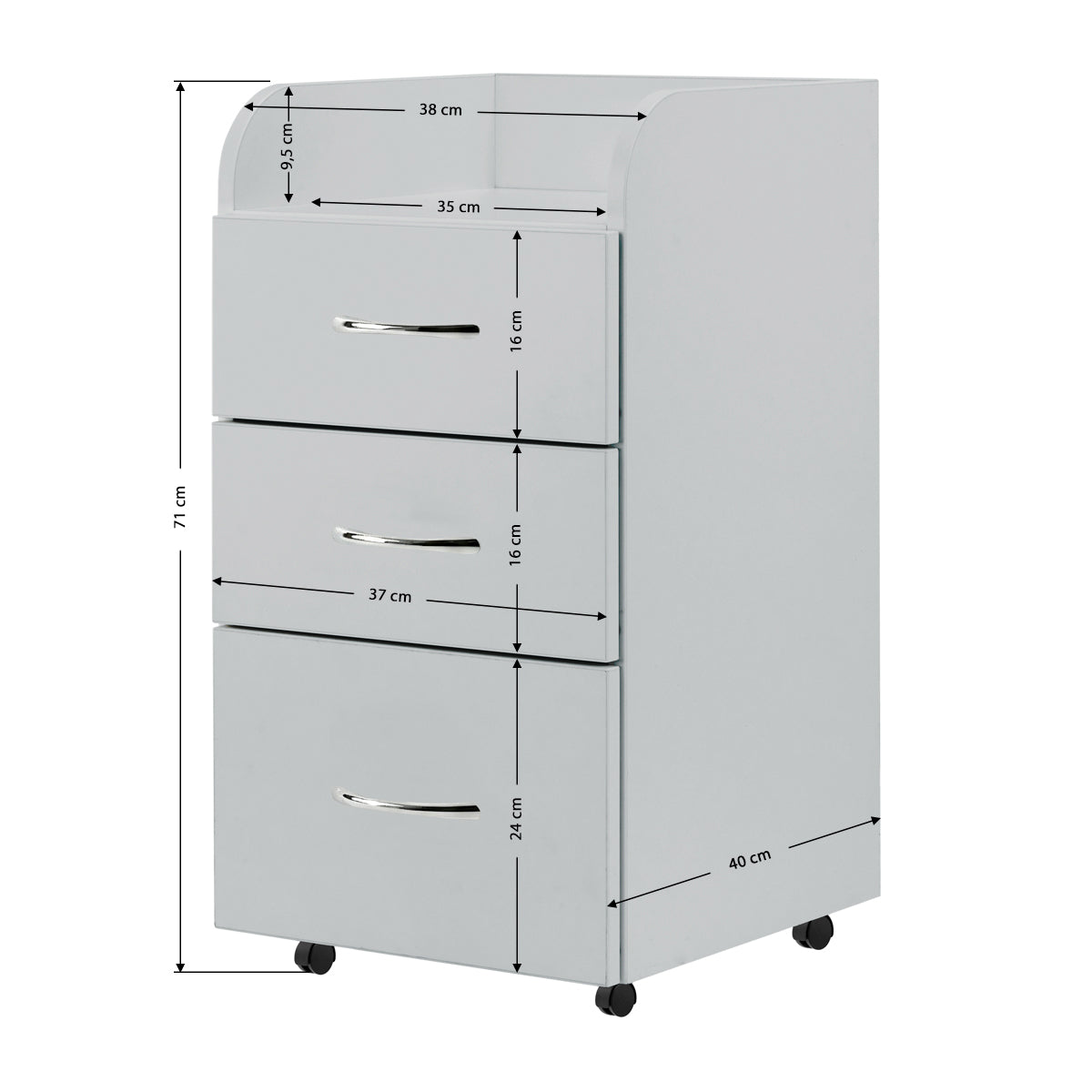 Grey cabinet Kombi from ACTIVESHOP, a beauty salon furniture piece featuring multiple storage compartments and sleek design.