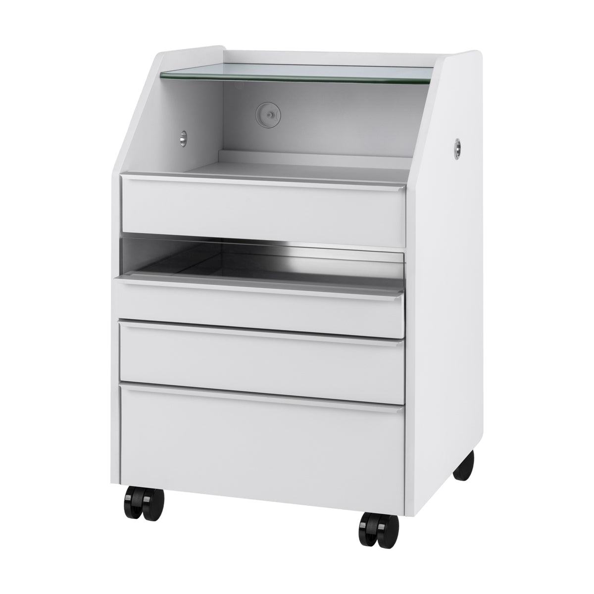 White ACTIVESHOP 984 podiatry assistant chair for beauty salon furniture, with cushioned seating and adjustable features.