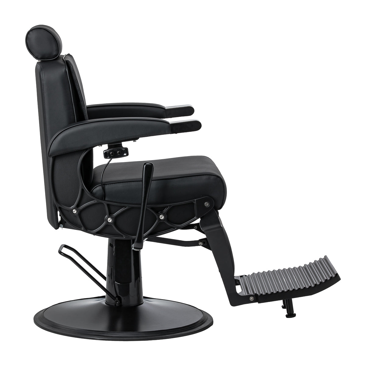 Gabbiano Continental Sillón De Barbería Con Masaje – Negro · Vista lateral