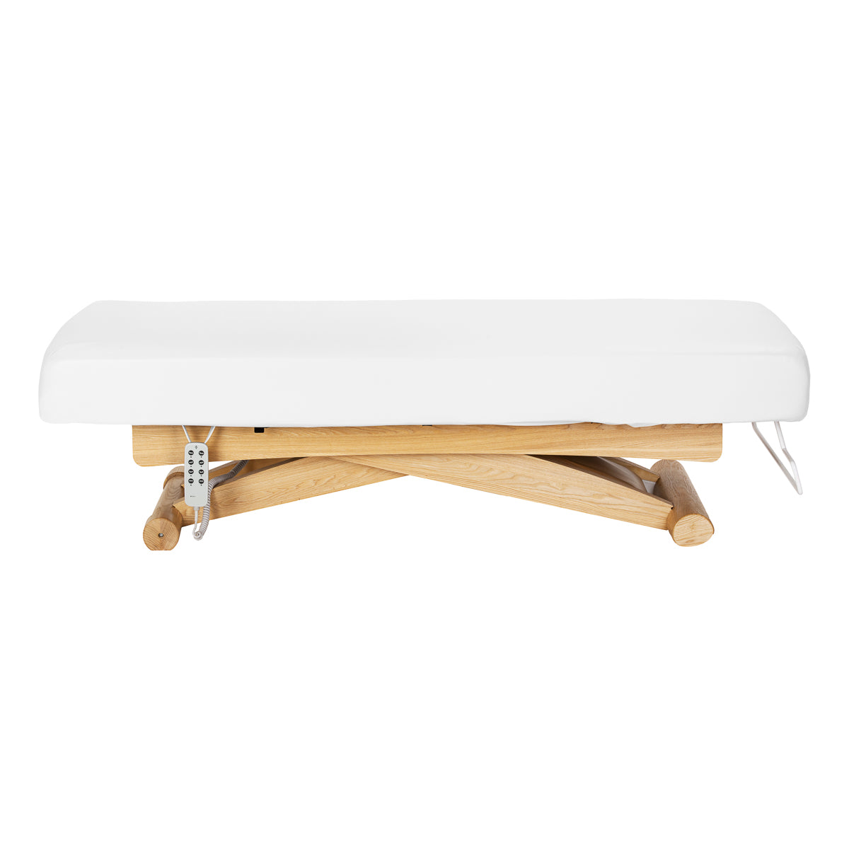 Sillon Siesta Camilla SPA Eléctrica – Blanca, Base Marrón Claro · Vista lateral