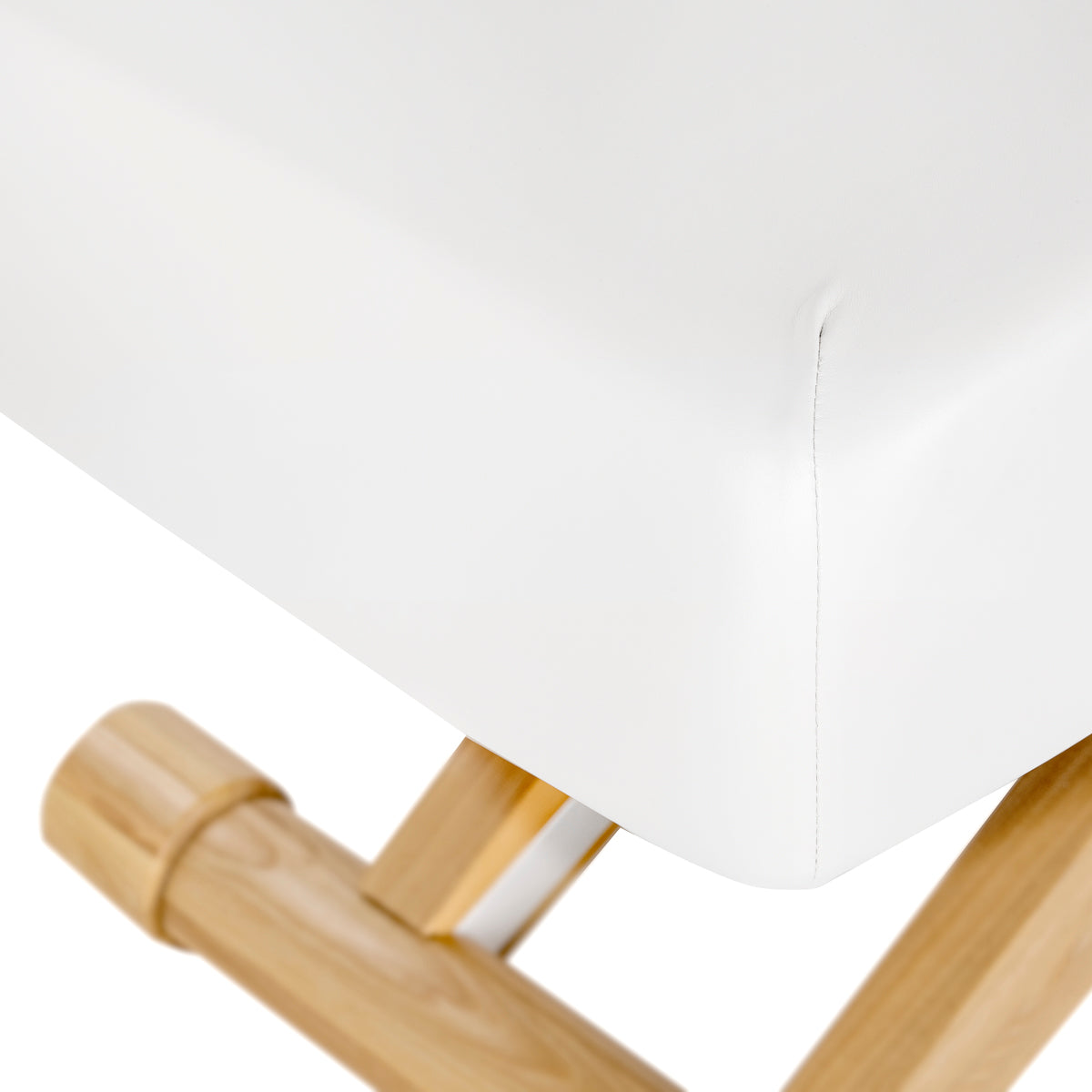 Sillon Siesta Camilla SPA Eléctrica – Blanca, Base Marrón Claro · Base de madera