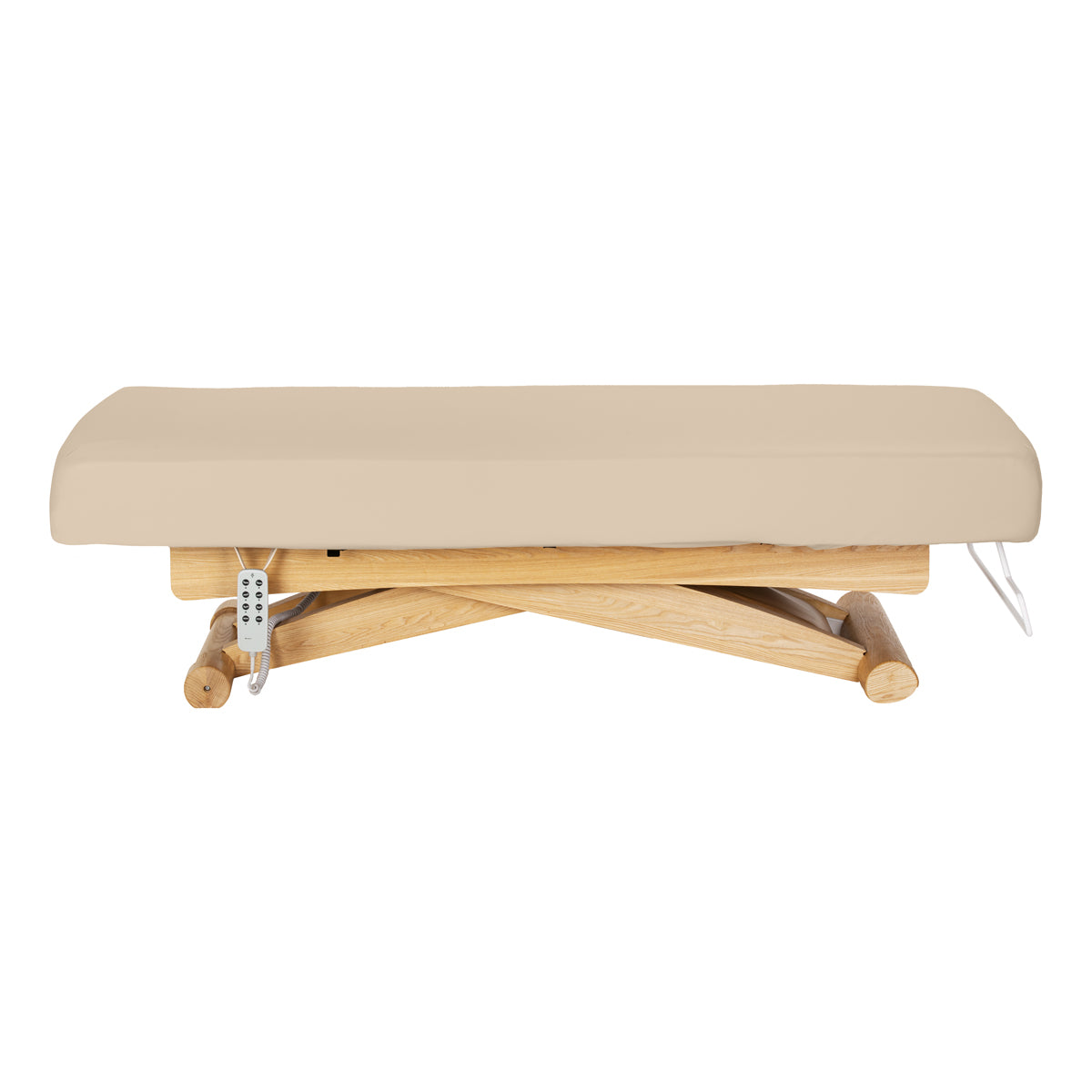 Sillon Siesta Camilla SPA Eléctrica – Beige, Base Marrón Claro · Vista lateral