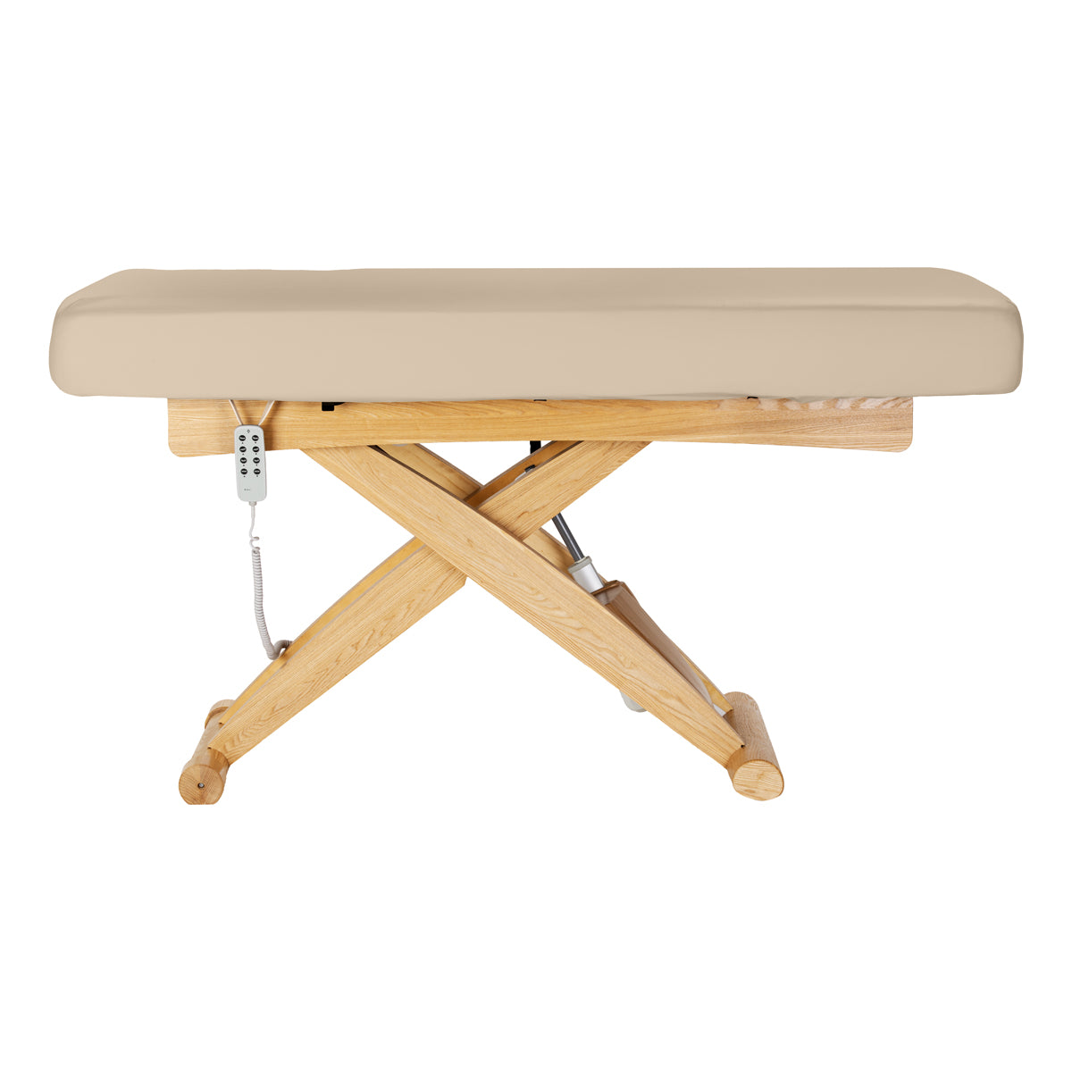 Sillon Siesta Camilla SPA Eléctrica – Beige, Base Marrón Claro · Vista lateral