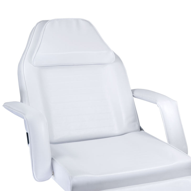 White hydraulic cosmetic chair BW-210 by Beauty System with adjustable height and cushioned seat for beauty salon treatments.