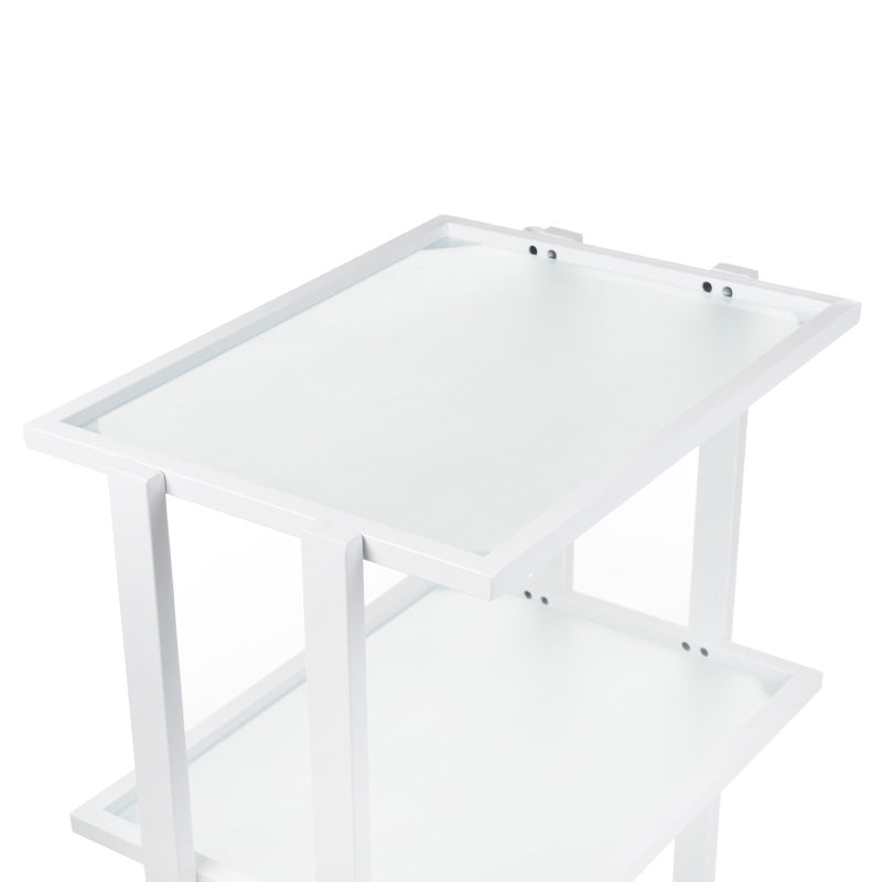 White Beauty System BCH-5043 cosmetic cabinet with multiple drawers and storage compartments for organized beauty product storage.