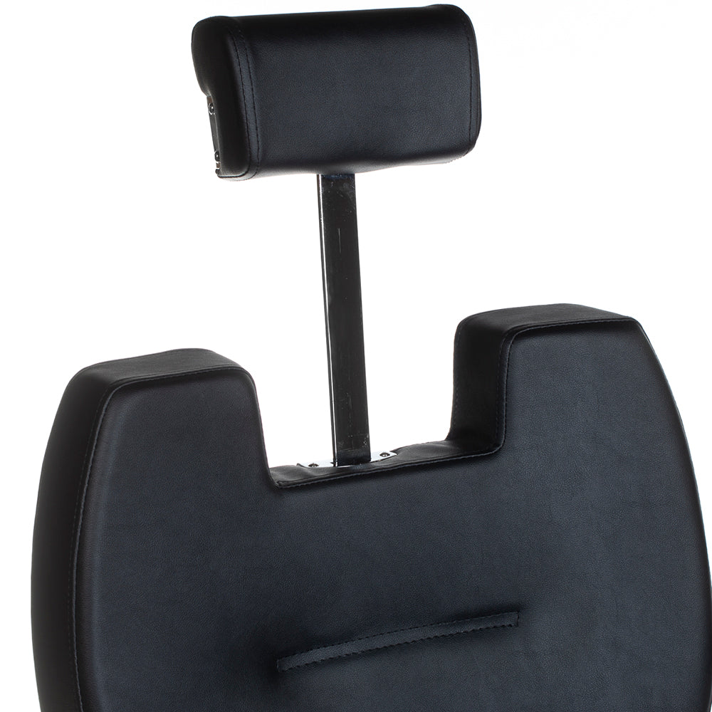 Black Barber Chair HEKTOR BH-3208 by Beauty System with adjustable headrest and plush cushioning for salon styling.