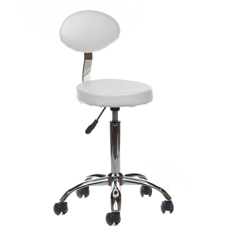 Taboret kosmetyczny z oparciem BH-7289 White - BVShop