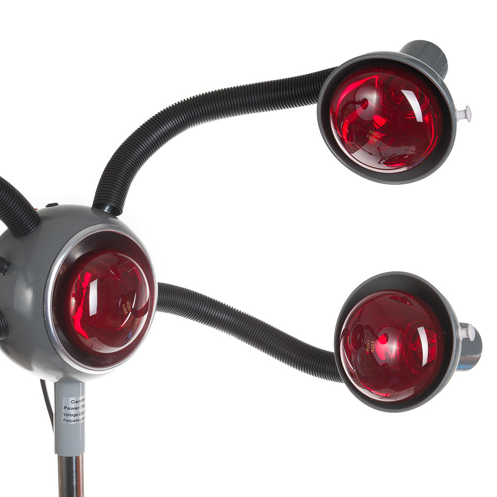 Infrazon Sollux light therapy device on stand by Beauty System, featuring dual light therapy bulbs for skin treatment.