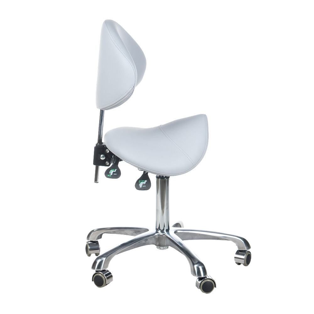 Taburet kosmetyczny z oparciem BY-3004 szary - BVShop