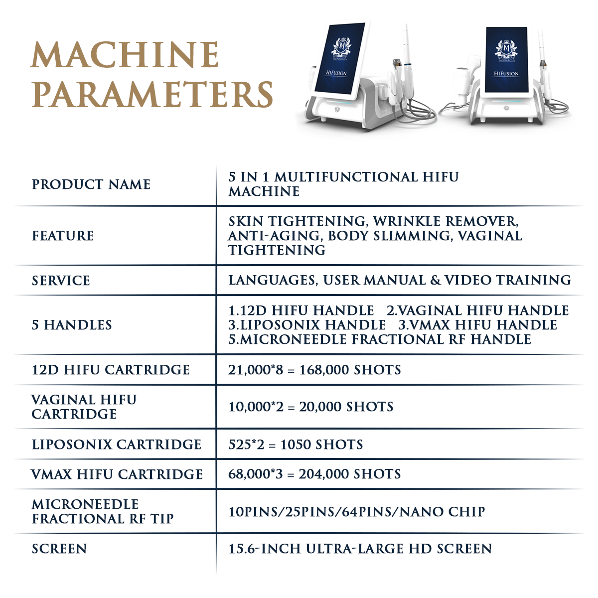 Máquina Multifuncional HIFU Skin Monarch 5 en 1