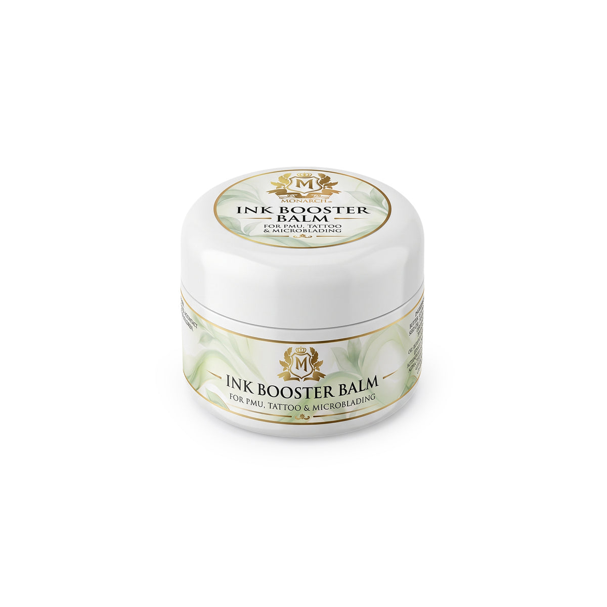 Skin Monarch Ink Booster Balm 30ml, vista en ángulo con tapa y etiqueta frontal