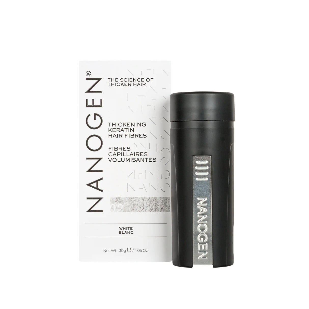 Fibra engrosadora de cabello Nanogen blanca