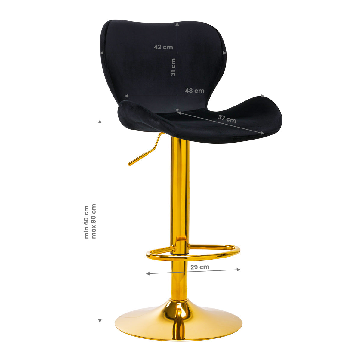 BAR STOOL QS-B15 VELVET BLACK - BVShop