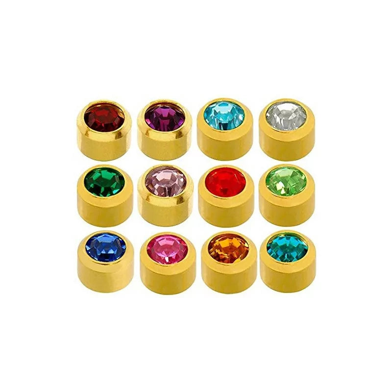 Kit de 12 pares de pendientes coloridos estériles chapados en oro Caflon®