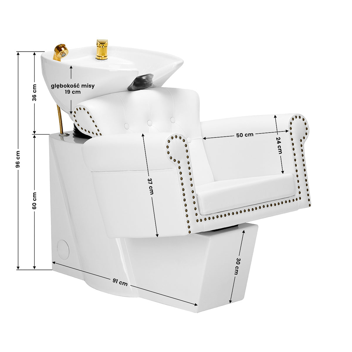 Gabbiano hairdressing wash unit Berlin gold white - BVShop