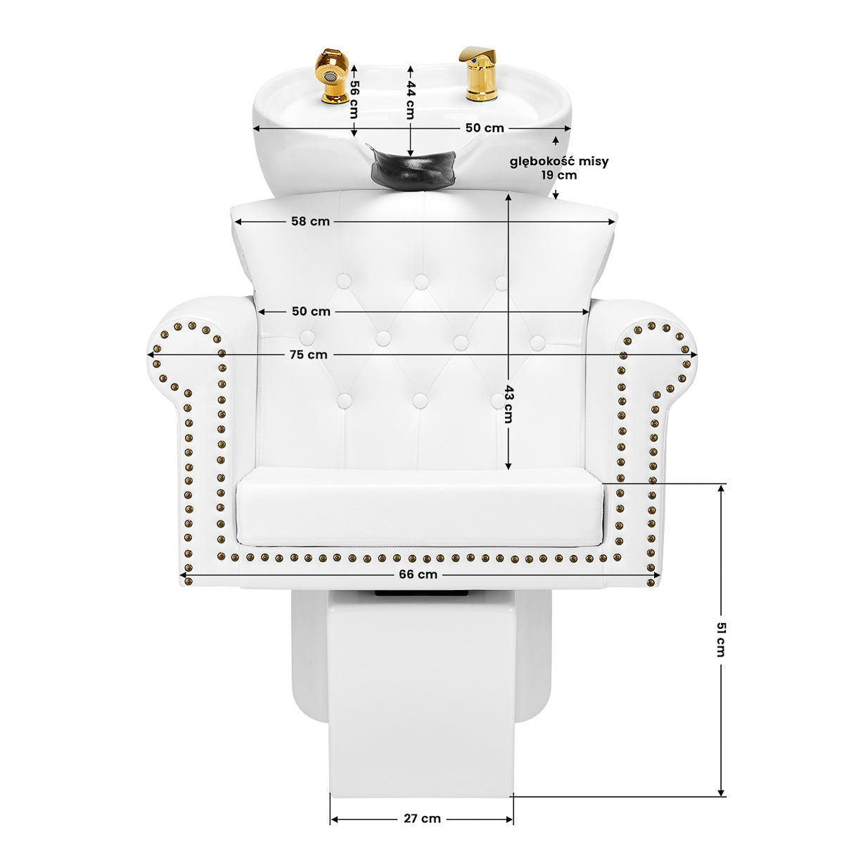 Gabbiano hairdressing wash unit Berlin gold white - BVShop