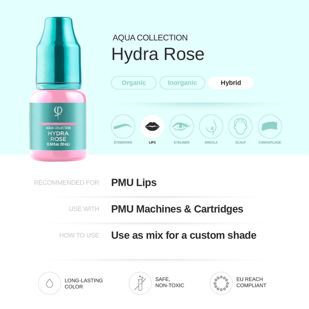PhiAcademy PMU Aqua Hydra Rose Pigment 10ml – pigment shade and product information