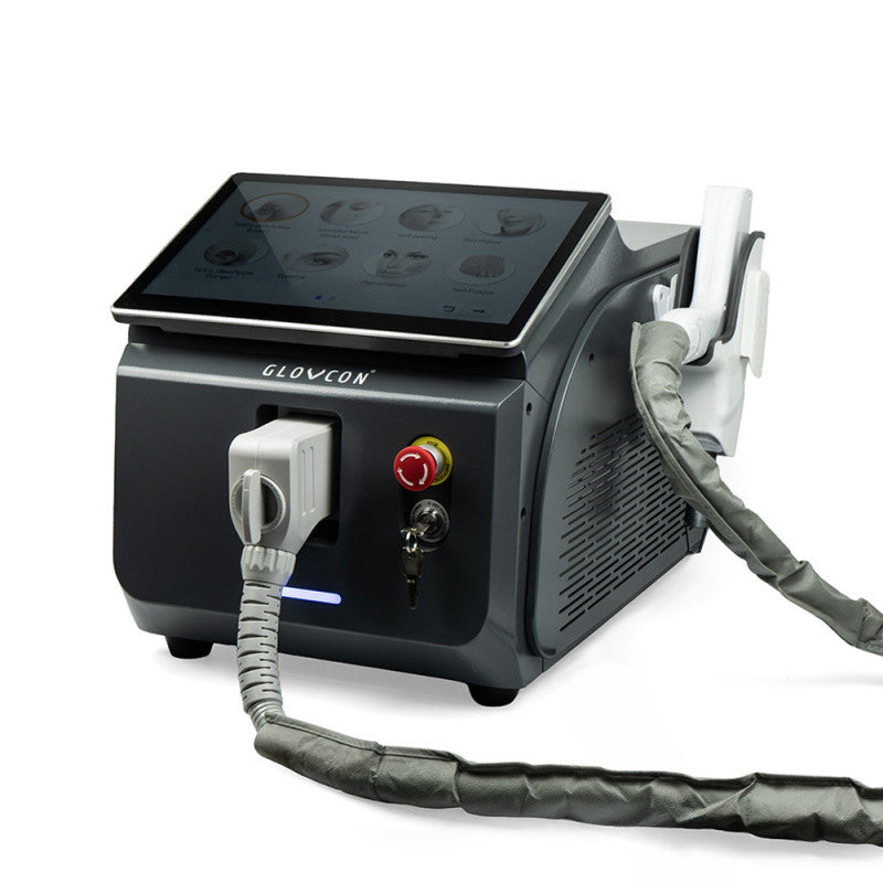 Sistema láser GLOVCON MED Q-Switch con carcasa compacta y pantalla LCD