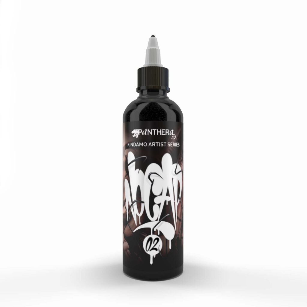 Panthera X Kindamo No Cap 02 Pigmento Para Tatuajes 150ml — botella sobre fondo blanco