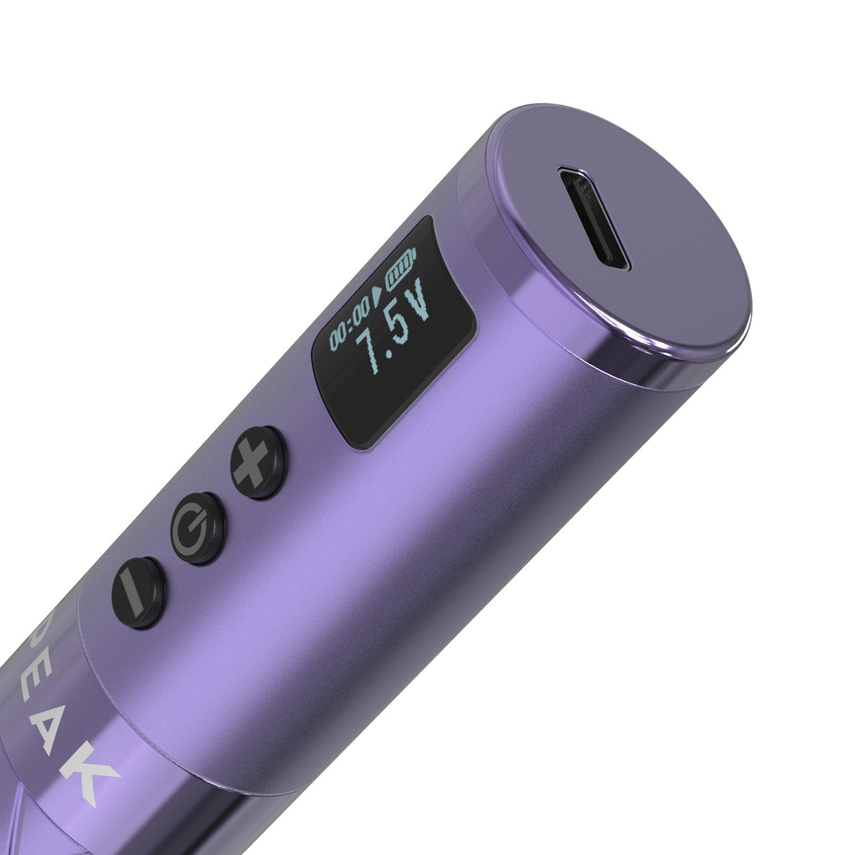Peak Astra PMU machine, purple, LED display close-up