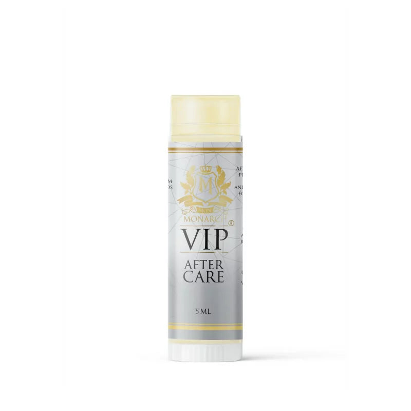 Skin Monarch VIP Aftercare Balm 5ml in a small tube, designed for nourishing and soothing skin recovery.