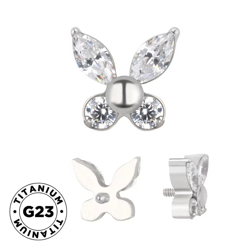 Anillo de titanio mariposa