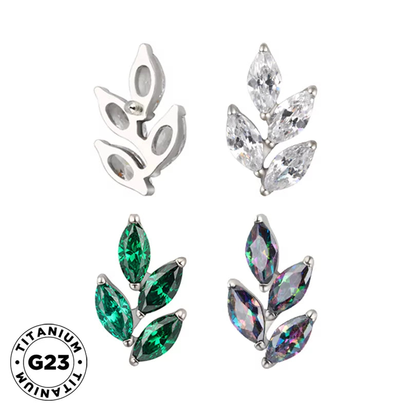 Anillo de titanio con forma de hoja