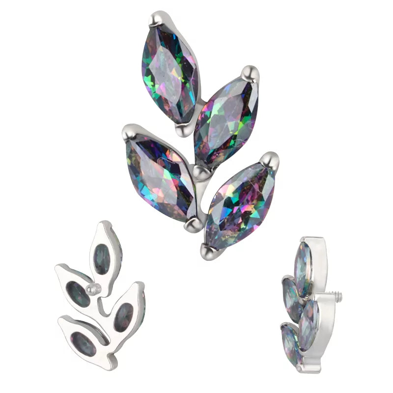 Anillo de titanio con forma de hoja