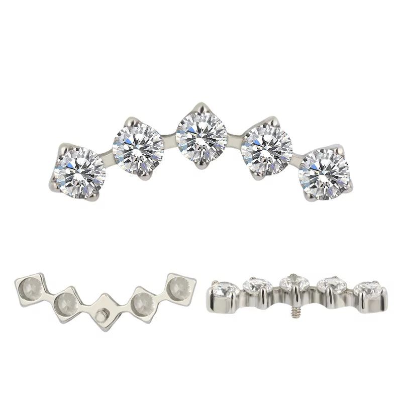 Puntas de Anillo de Titanio con Engaste de Circonia de 5 Garras