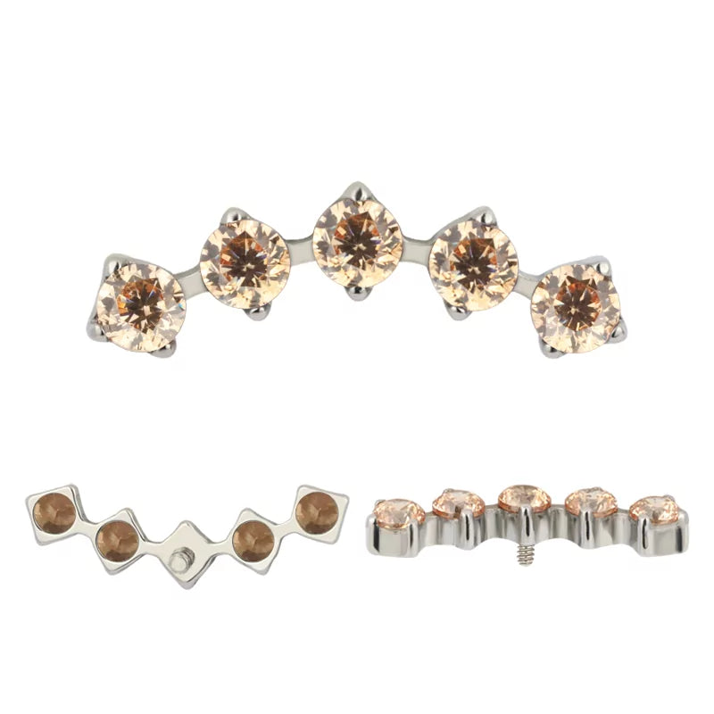 Puntas de Anillo de Titanio con Engaste de Circonia de 5 Garras