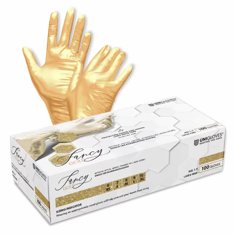 UNIGLOVES Fancy Nitrile Gloves Gold - BVShop