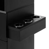 GABBIANO Totem Black hairdressing station with mirror and storage shelves, salon furniture for professional hairstyling.