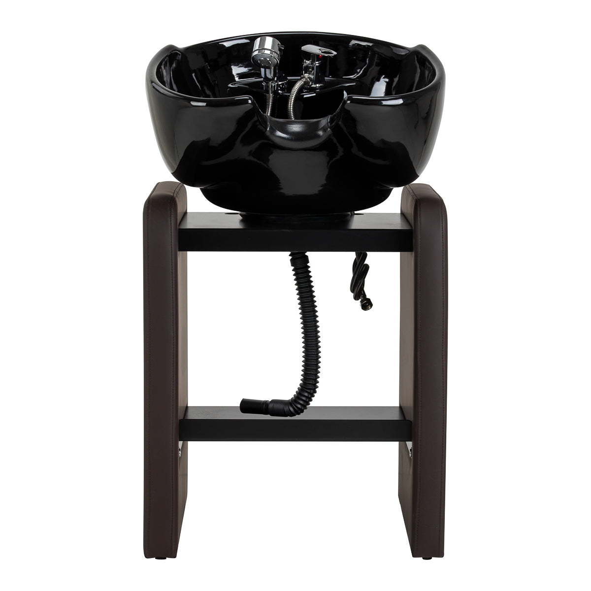 Omega Nautica brown hairdressing wash unit with sink and chair for salon use, featuring modern design and ergonomic comfort.