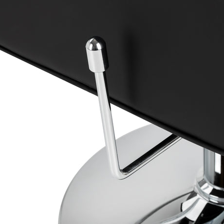 Black Omega Andromeda hairdressing chair with adjustable height and padded seat, featuring modern design and sleek styling.