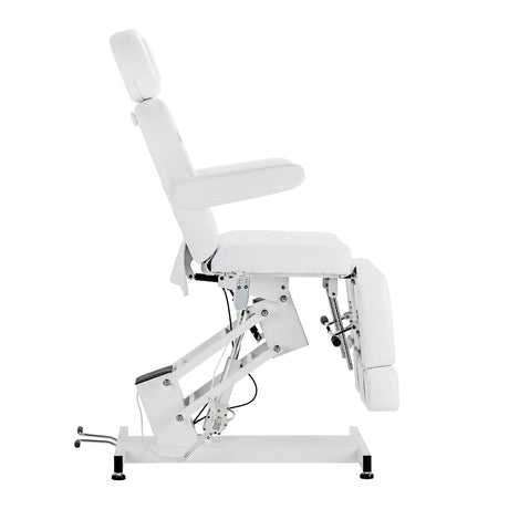 White electric pedicure chair by AZZURRO with one motor, designed for beauty salon furniture, shown in a professional setting.