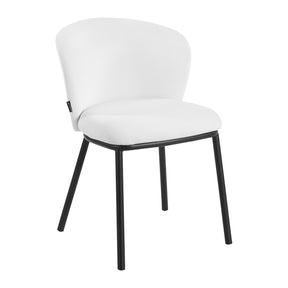 4RICO Linea white velour chair with rounded backrest and black metal legs