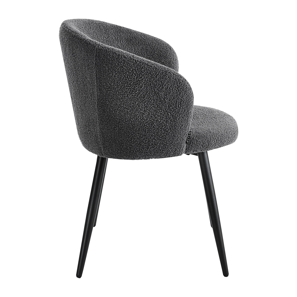 4RICO Asola grey sherpa chair with rounded backrest and black metal legs