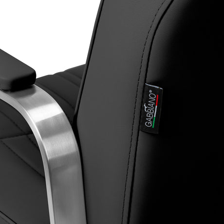 Black GABBIANO Hairdressing Chair Gabbiano Acri with adjustable height and padded seat for professional salon styling.