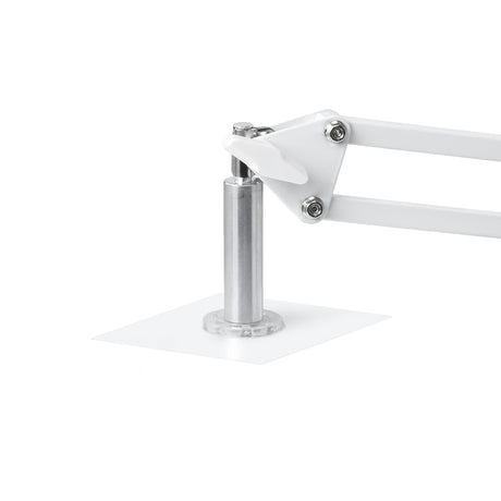 GLOW soporte regulable para lámpara UV/LED de pedicura – Blanco; detalle de la placa de fijación