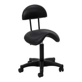 Taburete cosmético negro ACTIVESHOP 6001 tipo silla de montar con respaldo