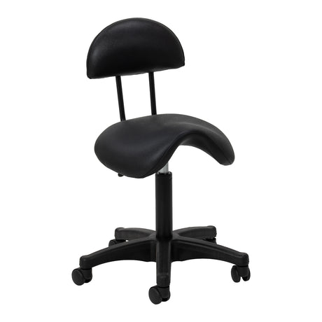 Taburete cosmético negro ACTIVESHOP 6001 tipo silla de montar con respaldo