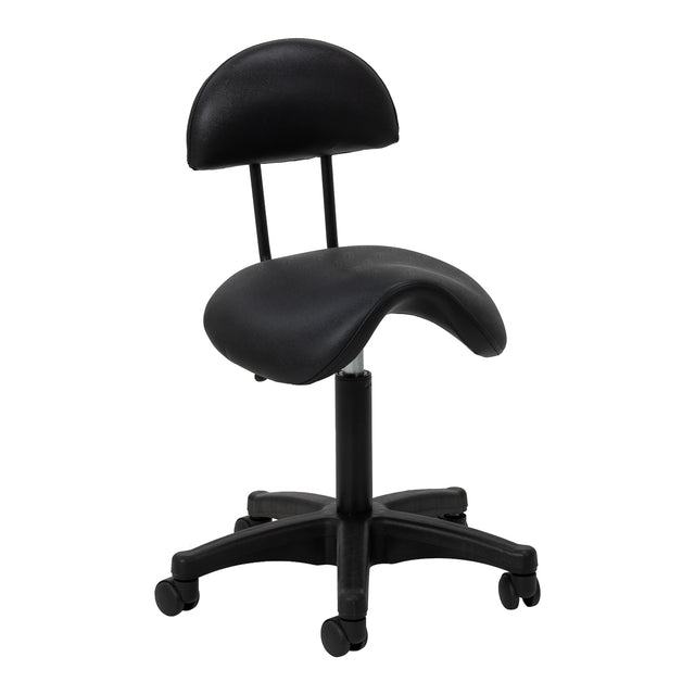 Taburete cosmético negro ACTIVESHOP 6001 tipo silla de montar con respaldo