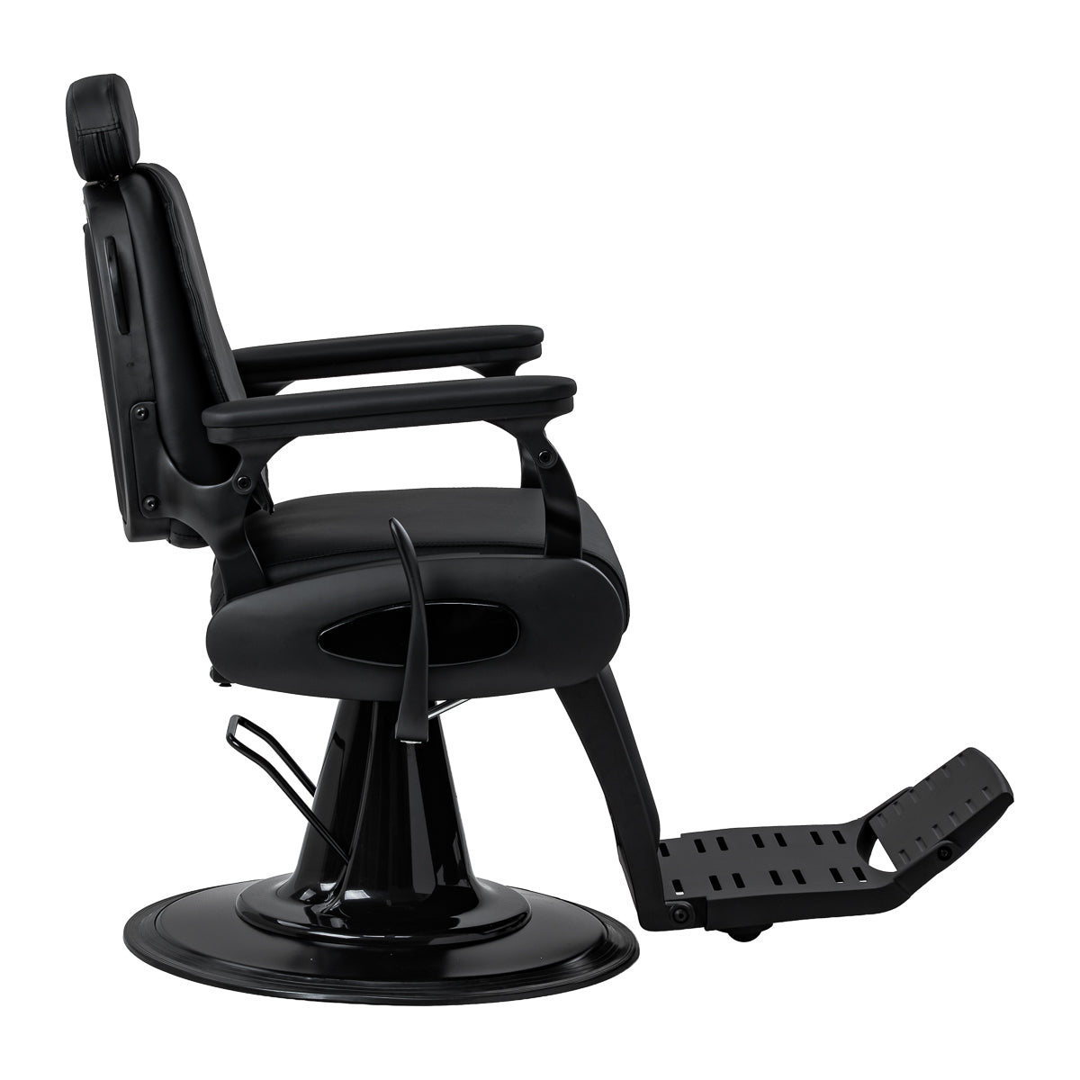 Gabbiano Francesco Sillón De Barbería Con Masaje – Negro, Base Negra · Vista lateral