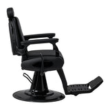 Gabbiano Francesco Sillón De Barbería Con Masaje – Negro, Base Negra · Vista lateral