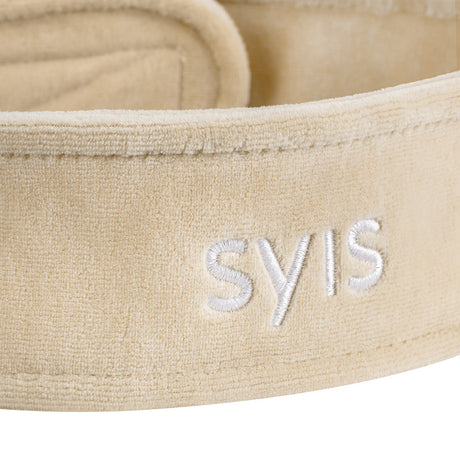 Soft Beige SYIS Beauty Headband With Embroidered Logo For Salon Use