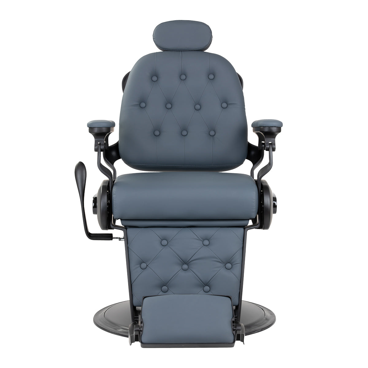 Gabbiano Francesco second class barber chair in graphite with wide padded seat and brushed frame