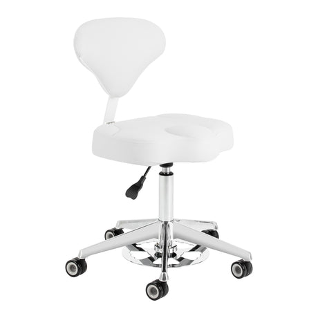 Azzurro 156-F snow-white cosmetic stool with backrest – front view