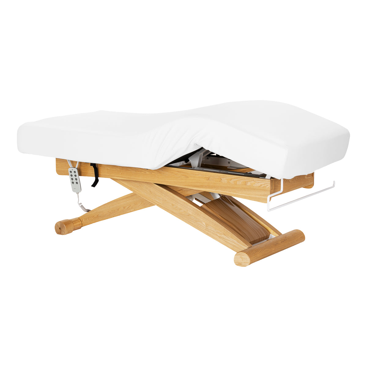 Sillon Siesta Camilla SPA Eléctrica – Blanca, Base Marrón Claro · Vista general