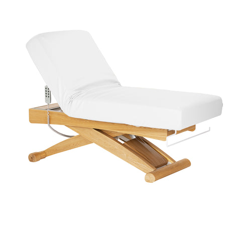 Sillon Siesta Camilla SPA Eléctrica – Blanca, Base Marrón Claro · Posición reclinada